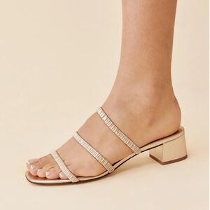Reformation Assunta Strappy Block Heel Mule - Gold - 6